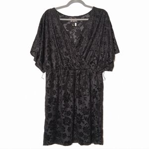 H&M Dress Concious Collection Black Velvet Floral Pattern Women's Size 14